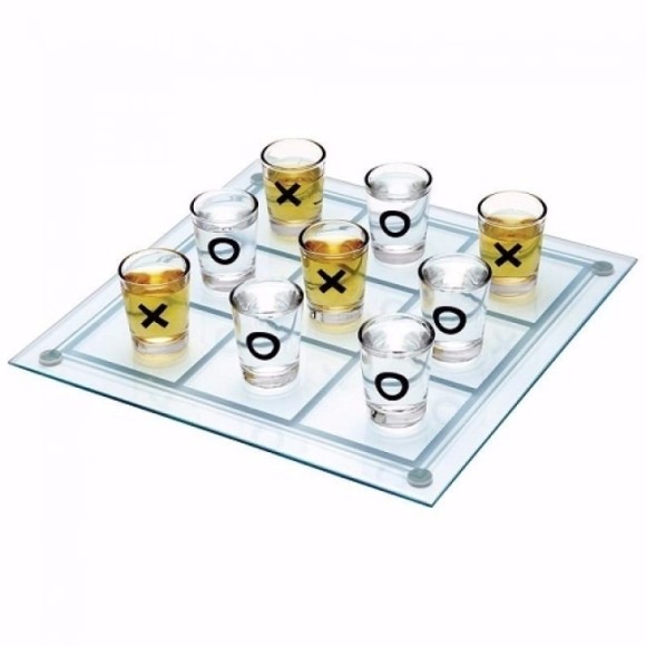 Jogo Da Velha 9 Copos Com Tabuleiro Decorativo Whisky Barato em